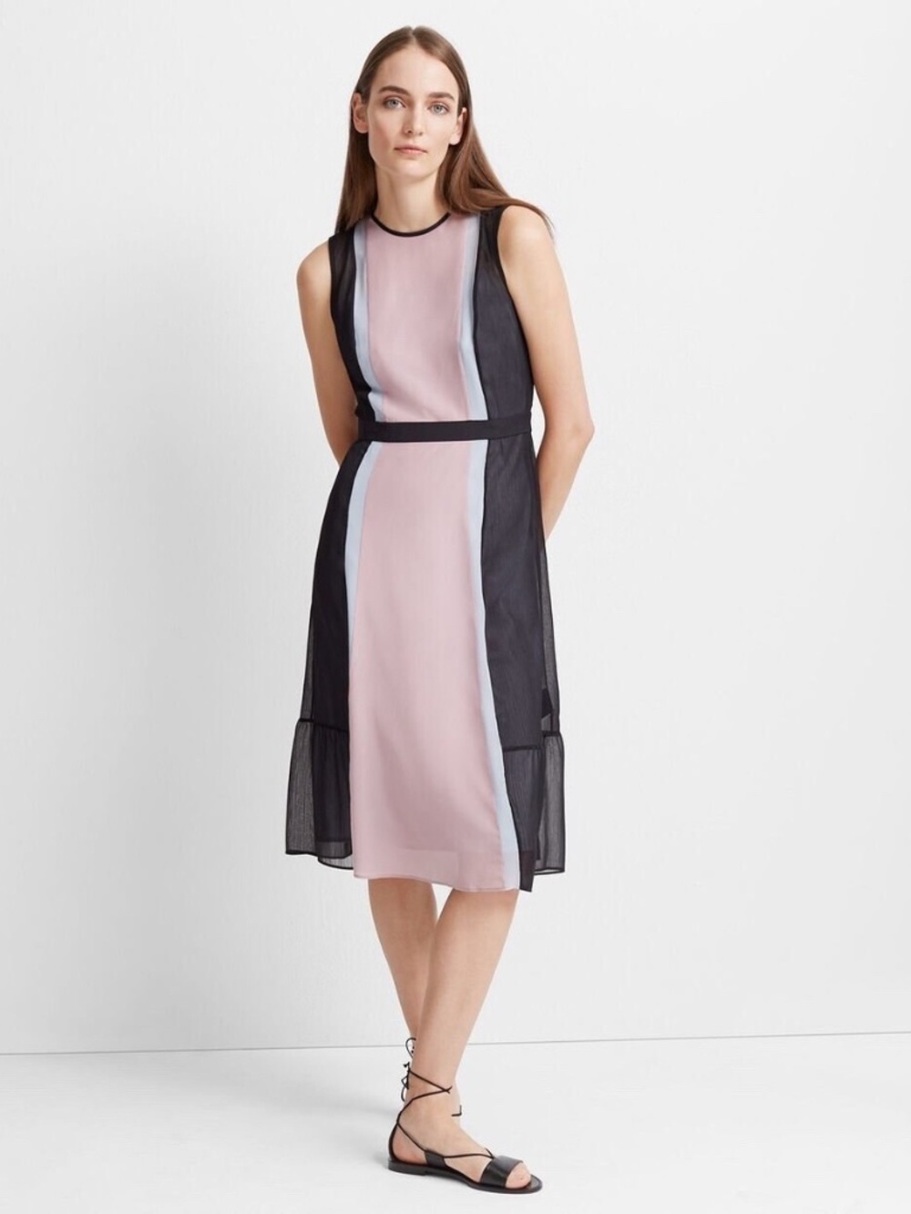 Club Monaco Nailuh colorblock silk midi dress